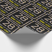 28e verjaardag: Floral Flowers Number, Custom Name Cadeaupapier (Hoek)