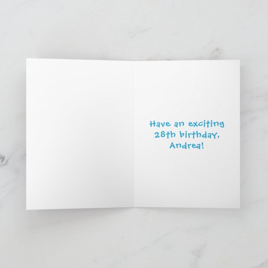 28e verjaardag: Fun Cake and Candles + Custom Name Kaart (Binnen)