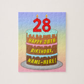 28e verjaardag: Fun Cake and Candles + Custom Name Legpuzzel (Verticaal)