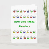 28e verjaardag gepersonaliseerde cupcakes kaart (Voorkant)