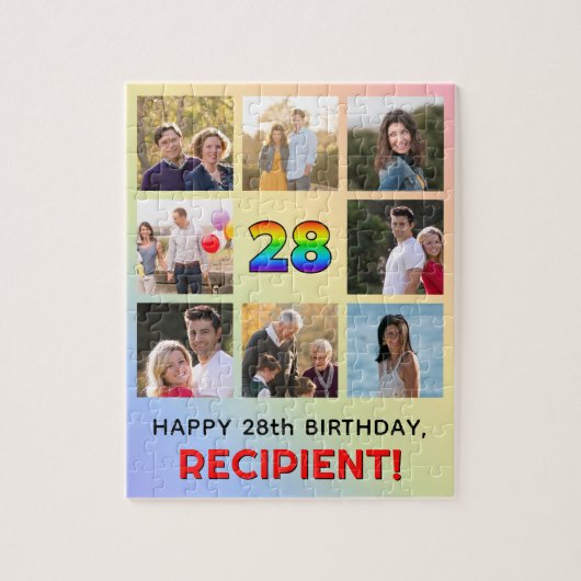 28e verjaardag: Leuke regenboog #, Aangepaste naam Legpuzzel (Verticaal)