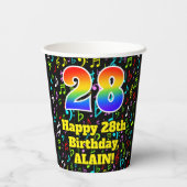 28e Verjaardag: Plezier Muzieknoten Patroon, Regen Papieren Bekers (Achterkant)