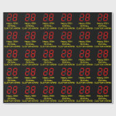 28e verjaardag: Red Digital Clock Style "28" + naa Cadeaupapier (Vlak)