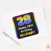 28e verjaardag: Regenboogspectrum # 28, Aangepaste Vierkante Sticker (Envelop)