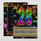 28e verjaardag Uitnodiging met bellen (Voorkant / Achterkant)
