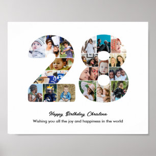 28e Verjaardagsfeest Nummer 28 Foto Collage Poster
