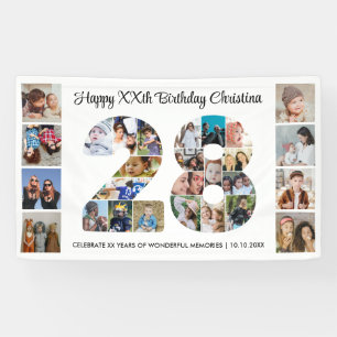 28e verpartij Cijfer 28 Fotocollage Spandoek