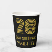 28ste verjaardag: Art Deco Geïnspireerde look "28" Papieren Bekers (Achterkant)