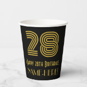 28ste verjaardag: Art Deco Geïnspireerde look "28" Papieren Bekers (Voorkant)