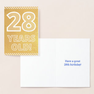 28ste verjaardag: Vet "28 JAAR OUD!" Goudfolie Kaa Folie Kaarten