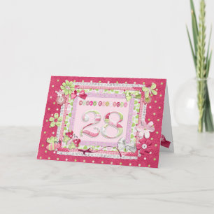 28ste verjaardags scrapbooking stijl kaart