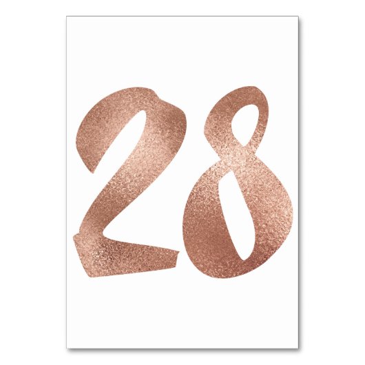 28Tafelnummer White Metallic roze Rose Gold Kaart (Voorkant)