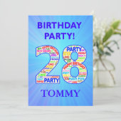 28th Birthday Party Invitation Voeg een naam toe Kaart (Staand voorkant)