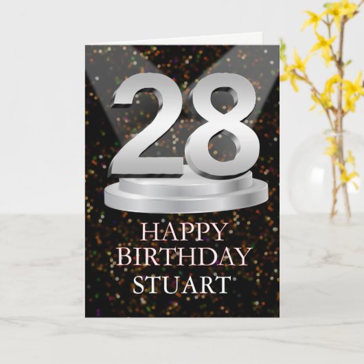 28th Birthday Spotlights Ajouter une carte de nom (Fleur jaune)