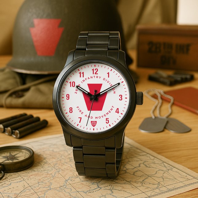28th Infantry Division "Fire and Movement" Tribute Horloge (28th Infantry Division "Fire and Movement" Tribute Stainless Steel Watch)