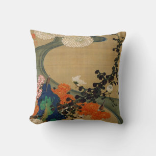 29. 菊 流 図, 若 Chrysanthemum & Stream, Jakuchu Kussen