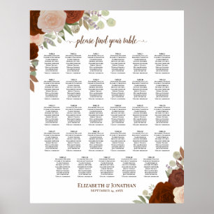 29 Tabel herfst Floral Boho Wedding Seating Chart Poster