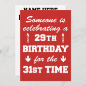 29e anniversaire 31e anniversaire Invitation RED (Devant / Derrière)