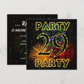 29e anniversaire invitation avec feu d'artifice (Devant / Derrière)