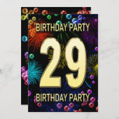29e anniversaire Invitation fête feux d'artifice (Devant / Derrière)