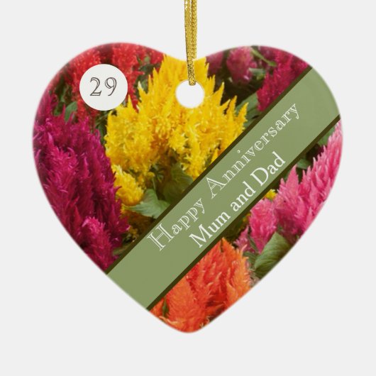 29e bruiloft Jubileum Celosia Keramisch Ornament (Voorkant)