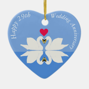 29e bruiloft Jubileum Swan Heart Keramisch Ornament