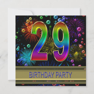 29e fête d'anniversaire Invitation avec bulles
