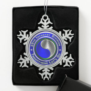 29e infanteriedivisie tin sneeuwvlok ornament