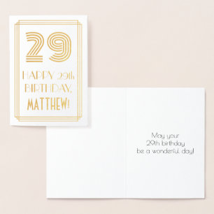 29e verjaardag - Art Deco geïnspireerde look "29" Folie Kaarten