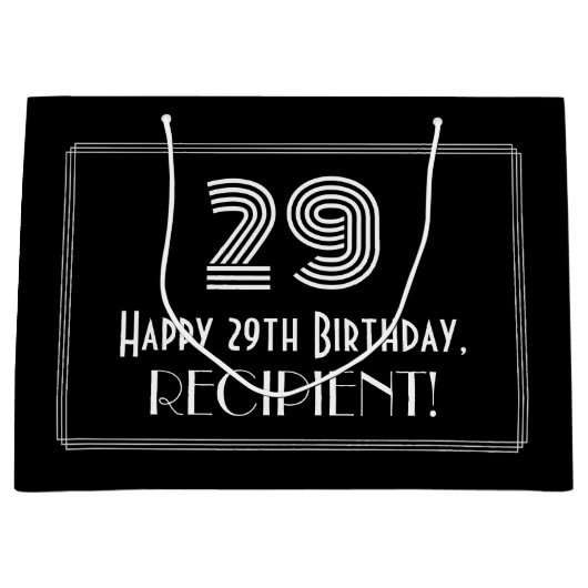 29e verjaardag — Art Deco Geïnspireerde look "29"  Groot Cadeauzakje (Voorkant)