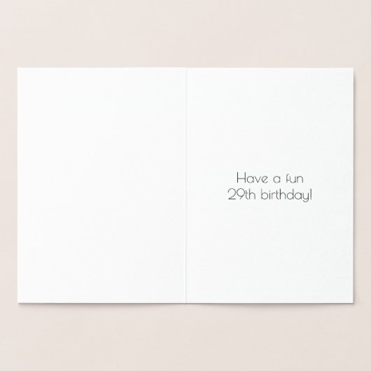 29e verjaardag ~ Art Deco stijl "29" & aangepaste Folie Kaarten (Binnen)