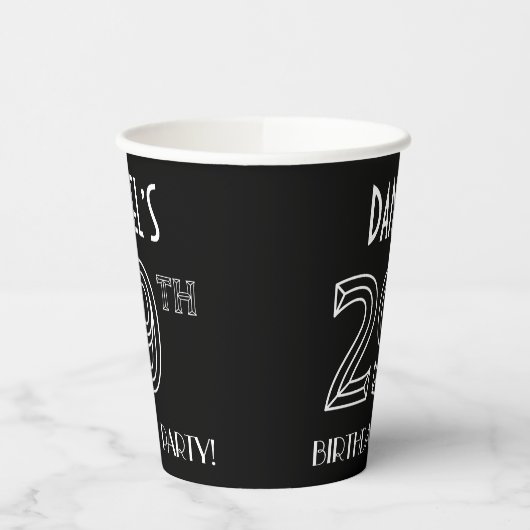 29e verjaardag: Art Deco Style + aangepaste naam Papieren Bekers (Links)