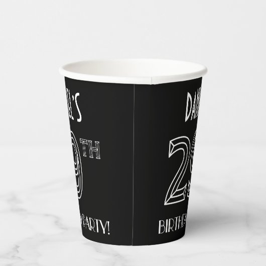29e verjaardag: Art Deco Style + aangepaste naam Papieren Bekers (Rechts)