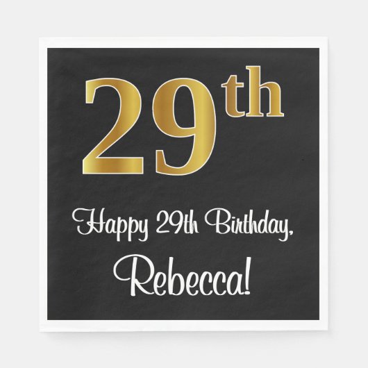 29e verjaardag ~ Elegant Luxe Faux Gold Look # Servet (Voorkant)