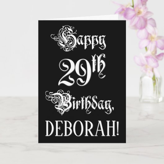 29e verjaardag: Fancy, elegant script + aangepaste Kaart (Orchidee)