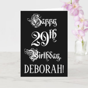 29e Verjaardag: Fijne, Elegante Script + Aangepast Kaart