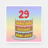 29e verjaardag: Fun Cake and Candles + Custom Name Servet (Voorkant)