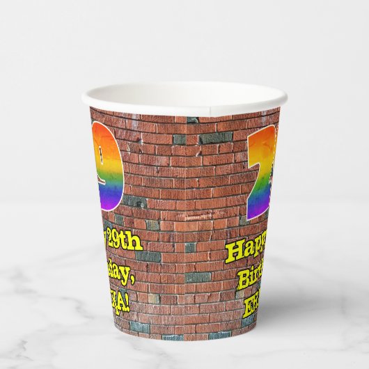 29e verjaardag: Fun Graffiti-geïnspireerde regenbo Papieren Bekers (Rechts)
