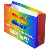 29e verjaardag: kleurrijk, vun regenboogpatroon # groot cadeauzakje (Voorkant Gekanteld)