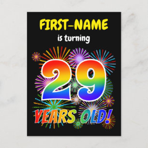 29e verjaardag - Leuk vuurwerk, Regenboog look "29 Briefkaart