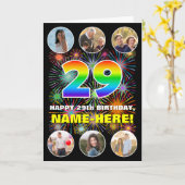 29e Verjaardag: Leuke Regenboog #, Aangepaste Naam Kaart (Gele Bloem)