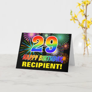 29e Verjaardag: Moedig, Leuk, Vuurwerk, Regenboog  Kaart