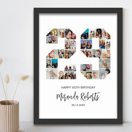 29e verjaardag nummer 29 aangepaste fotocollage poster