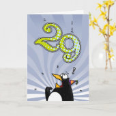 29e verjaardag - Penguin Surprise Kaart (Gele Bloem)
