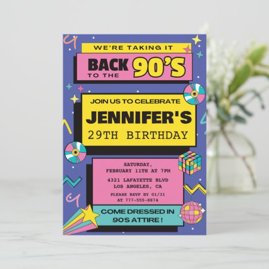 29e verjaardag uitnodigingen 90s thema Party hipho (Staand voorkant)