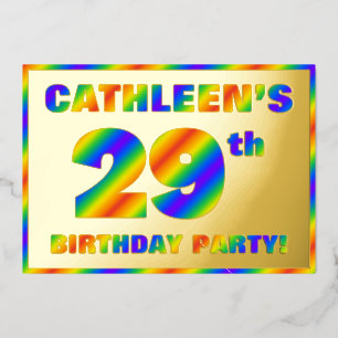 29e verjaardag van de geboorte - Fun, regenboogspe Folie Uitnodiging