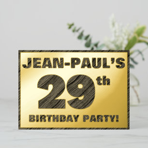 29e verjaardag van de geboorte - Vette, houten gra Folie Uitnodiging