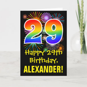 29e verjaardag: Vuurwerk Fun Pattern + Regenboog 2 Kaart