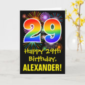 29e verjaardag: Vuurwerk Fun Pattern + Regenboog 2 Kaart (Gele Bloem)