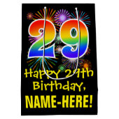 29e verjaardag: Vuurwerk Fun Pattern + Regenboog 2 Medium Cadeauzakje (Achterkant)